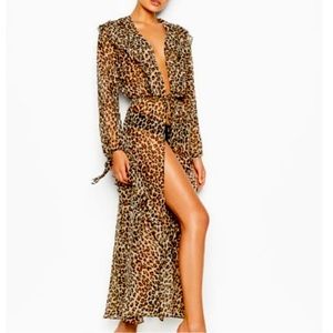 Victoria’s Secret Leopard Print Studded Sheer Long ROBE Size M/L (NWOT)